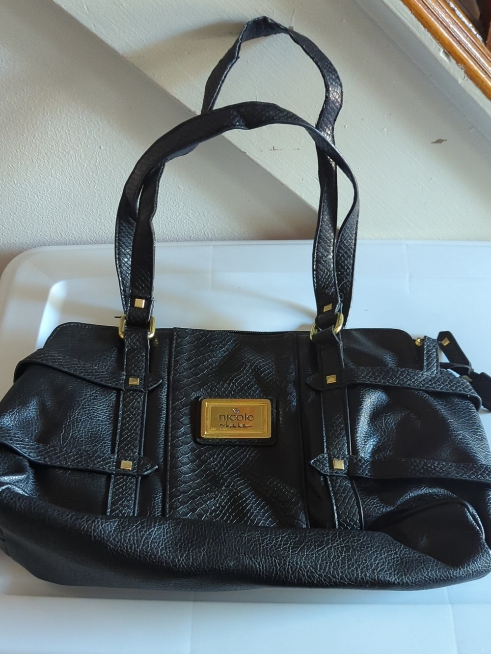 Nicole Genuine Leather-Style Black Bag